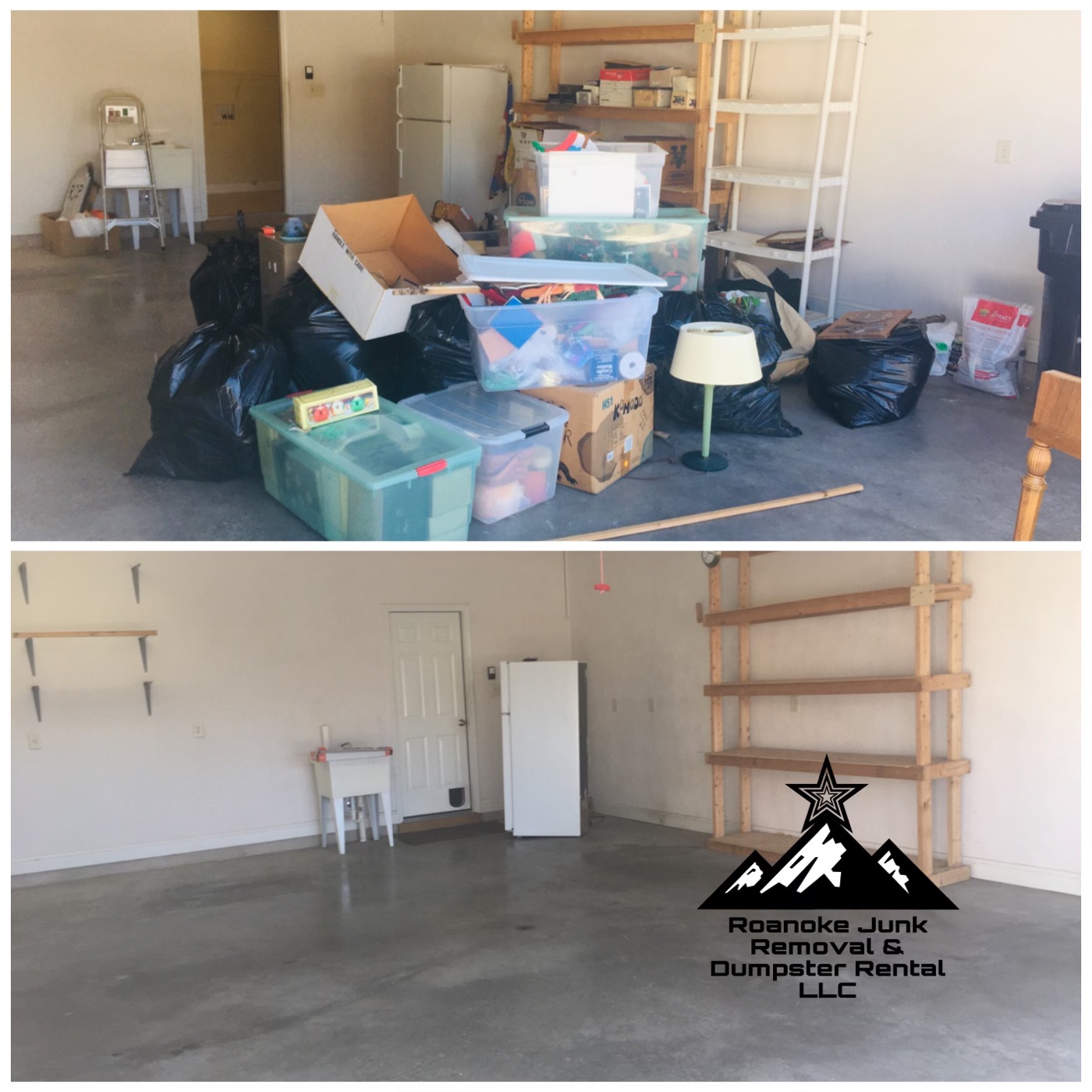 Garage cleanout before and after junk removal