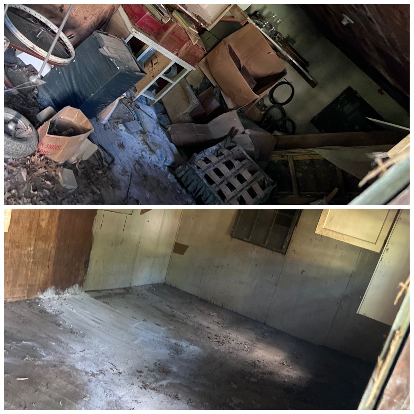 Property cleanout before and after junk removal